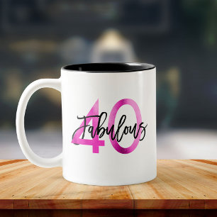 Tasse 2 Couleurs Fabuleux 40e   Anniversaire moderne élégant rose c