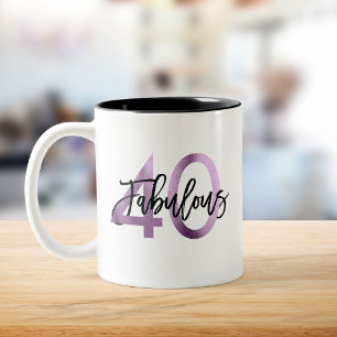 Tasse 2 Couleurs Fabuleux 40e   Moderne Chic Lilac Purple Anniversa