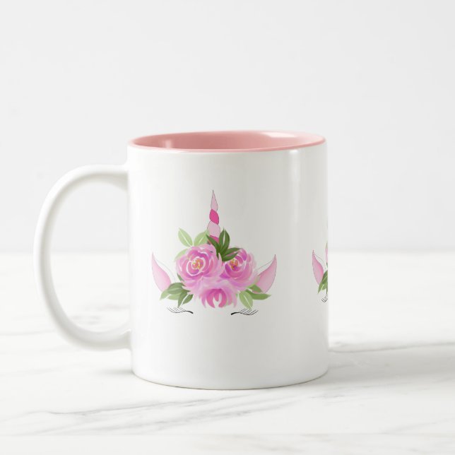 Tasse 2 Couleurs Face de licorne (Gauche)