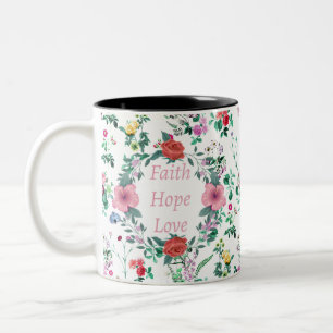 Tasse 2 Couleurs Faith Hope Love Floral