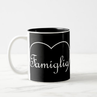 Tasse 2 Couleurs Famiglia Italien Coeur de famille Blanc