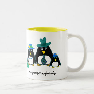 Tasse 2 Couleurs Famille de pingouins drôle   Nom personnalisé Cade