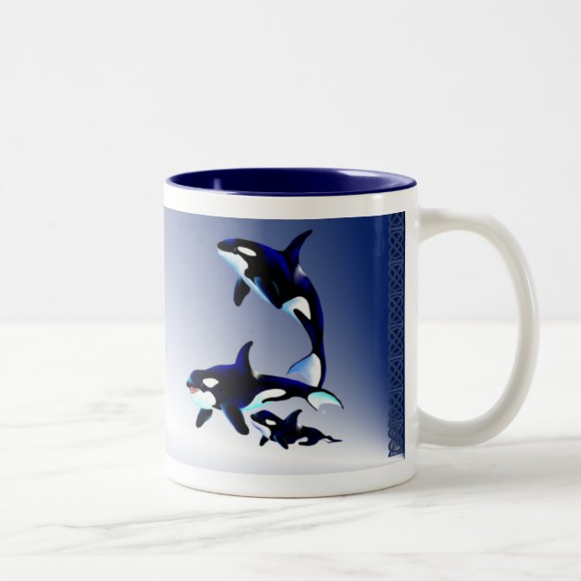 Tasse 2 Couleurs Famille d'épaulard, _Mugs (Droit)