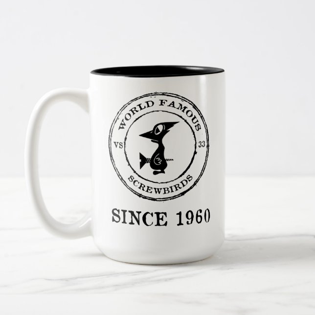 TASSE 2 COULEURS FAMILLE D'OISEAUX DEPUIS 1960 (Gauche)