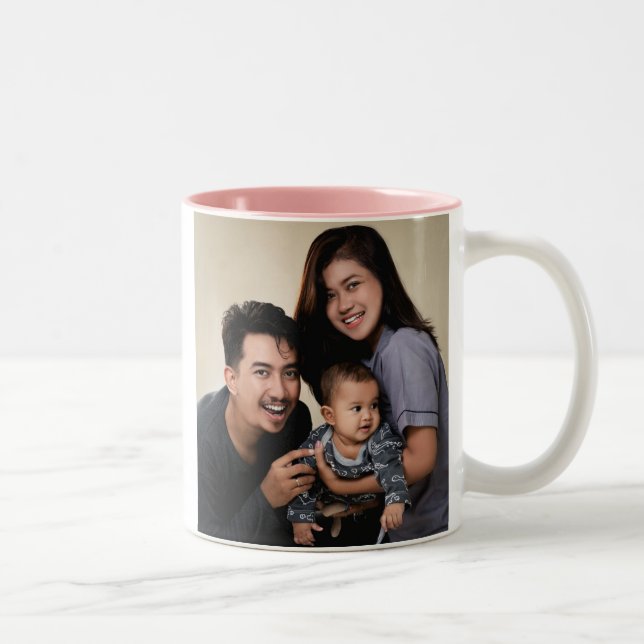 Tasse 2 Couleurs Famille personnalisée à deux faces (Droit)