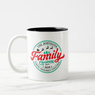 Tasse 2 Couleurs Famille personnalisée Groupe de Noël Nom correspon