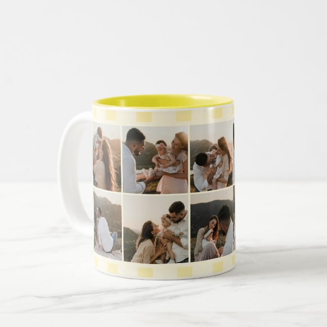 Tasse 2 Couleurs Family 10 Photo Yellow Stripes (Devant gauche)
