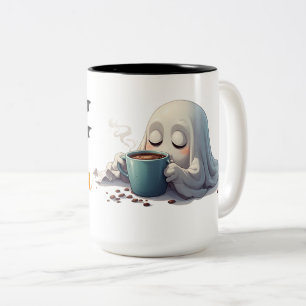 Tasse 2 Couleurs Fantôme Endormi Profitant de la Pause Café du Mati