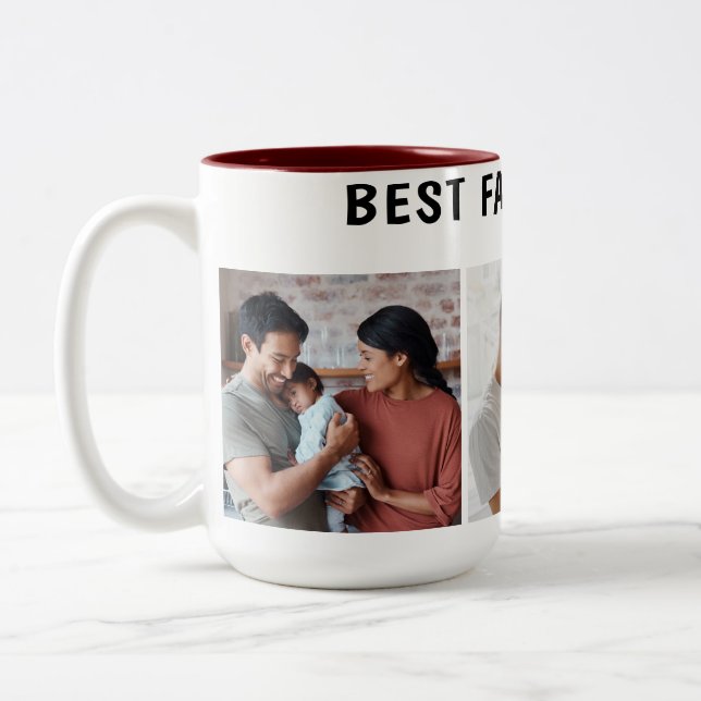 Tasse 2 Couleurs Father Photo Collage Custom Giant (Gauche)