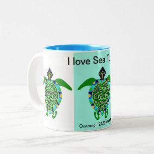 Tasse 2 Couleurs Faune - J'aime les TURTLES - Conservation - Aqua