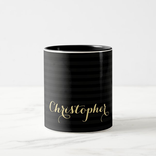 Tasse 2 Couleurs Faux Gold Faux Gold Personnalisé Nom (Centre)