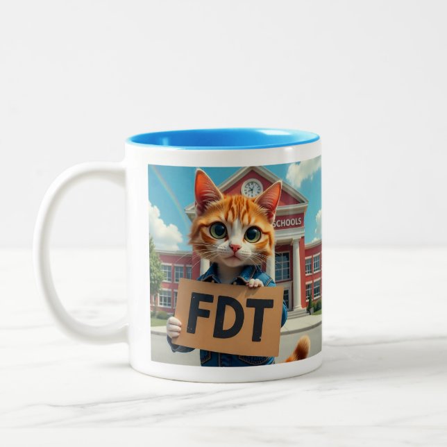 Tasse 2 Couleurs FDT Chat avec l'école pour enseignants (Gauche)