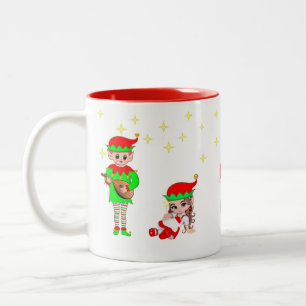 Tasse 2 Couleurs Fée de Noël, Elfe et Étoiles