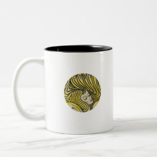 Tasse 2 Couleurs Femme psychédélique aux couleurs art linéaire vint