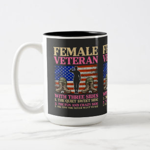 Tasse 2 Couleurs Femme vétéran militaire drôle Drapeau américain 