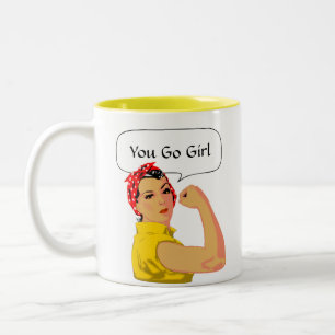 Tasse 2 Couleurs Femme Vintage Élégante & Texte Modifiable You Go G