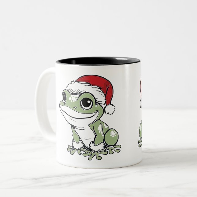 Tasse 2 Couleurs Festif Bullfrog conception de Noël (Devant gauche)