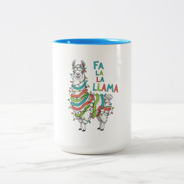 Tasse 2 Couleurs Festive Llama with Christmas Lights (Centre)