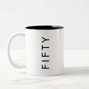 Tasse 2 Couleurs Fête d'anniversaire 50 ans minimaliste moderne