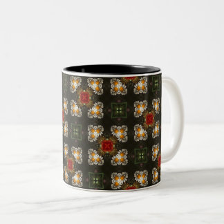 Tasse 2 Couleurs Fête de Noël croix rouge marguerites abstraites