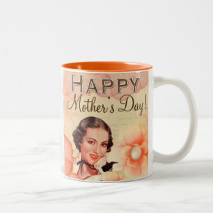 Tasse 2 Couleurs Fête des mères Maman Vintage Retro Floral Jolie Da