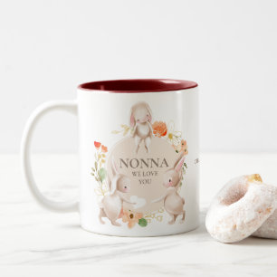 Tasse 2 Couleurs Fête des mères Nonna We Love You Bunny Rabbit Flor