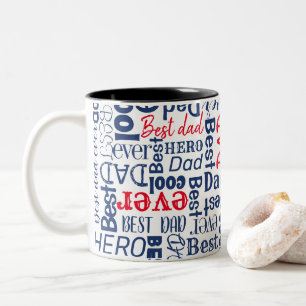 Tasse 2 Couleurs fête des pères Meilleur papa typographie Rouge et 
