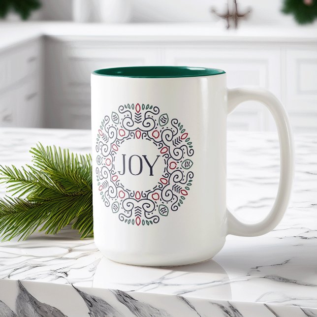 Tasse 2 Couleurs Fête Folk Art Joy (Créateur téléchargé)
