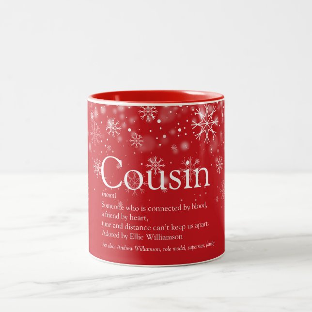 Tasse 2 Couleurs Fêtes de Noël Cousin Définition Snowflakes (Centre)