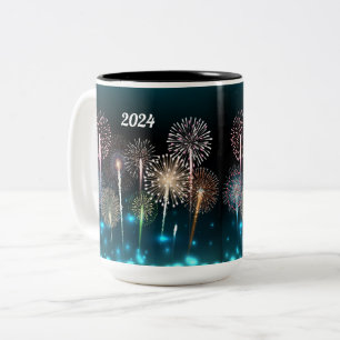 Tasse 2 Couleurs Feu d'artifice du Joyeux Nouvel An 2024