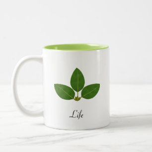 Tasse 2 Couleurs Feuille de laurier vert moderne