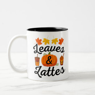 Tasse 2 Couleurs Feuilles Et Latte Automne