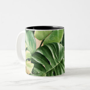 Tasse 2 Couleurs Feuilles florales/hawaïennes/tropicales