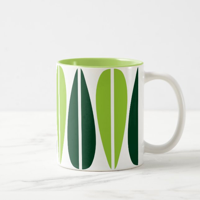Tasse 2 Couleurs Feuilles rétro - Martian Green et Dark Green (Droit)