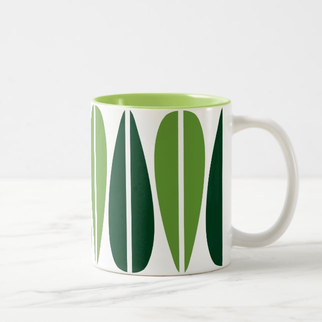 Tasse 2 Couleurs Feuilles rétro - Vert Avocado et Vert foncé (Droit)