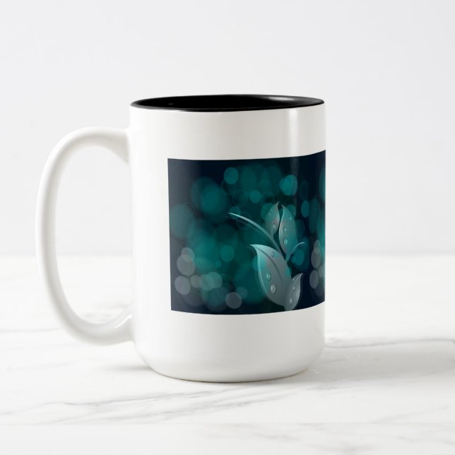 Tasse 2 Couleurs Feuilles turquoise Bokeh (Gauche)