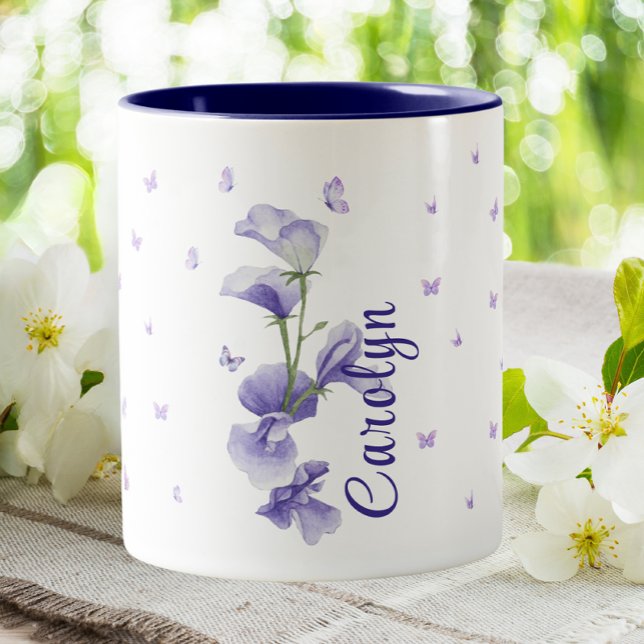 Tasse 2 Couleurs Février Violet Mois de naissance Floral Flower (Créateur téléchargé)