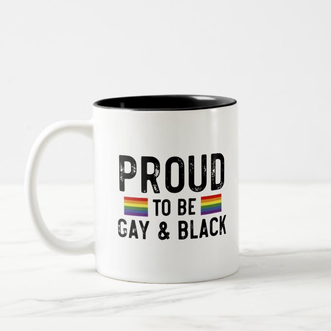 Tasse 2 Couleurs Fier D'Être Gay Et Black Pride Mois 2025 (Gauche)