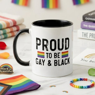 Tasse 2 Couleurs Fier d'être gay et noir Citation de la fierté arc-