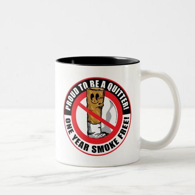 Tasse 2 Couleurs Fier d'être un renonceur 1 an (Droit)