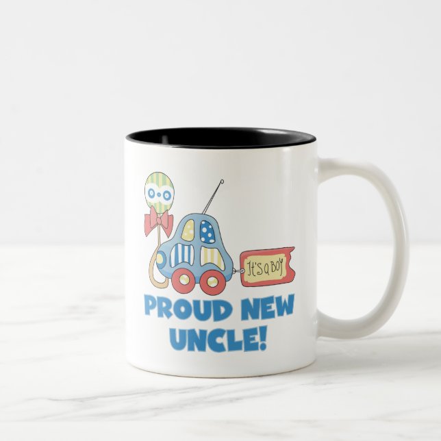 Tasse 2 Couleurs Fier nouvel oncle C'est un garçon Tshirts et cadea (Droit)