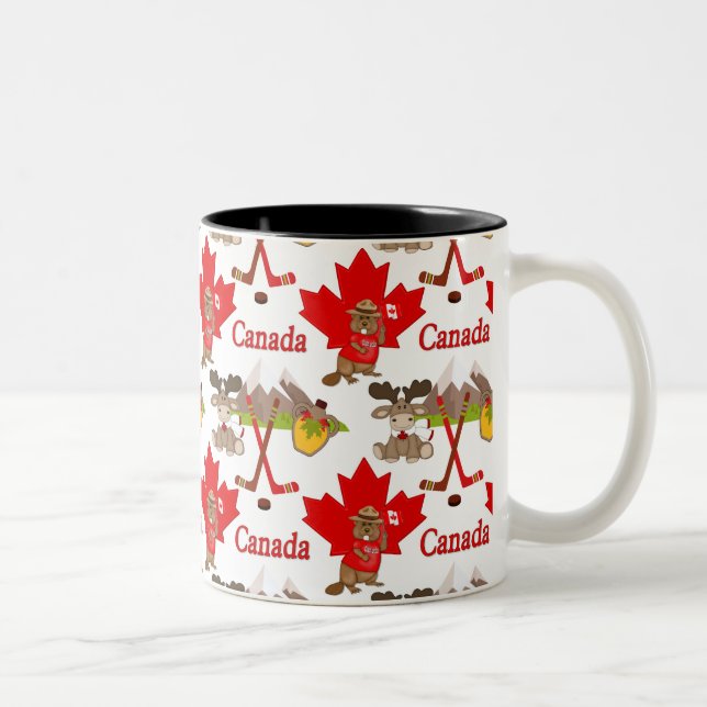 Tasse 2 Couleurs Fièrement le castor canadien (Droit)