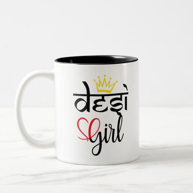 Tasse 2 Couleurs Fierté de filles marron desi indiennes ou pakistan (Gauche)