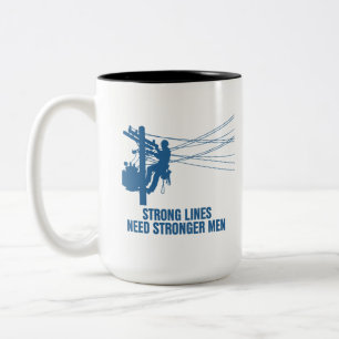 Tasse 2 Couleurs Fierté de l'agent de ligne silhouette bleue