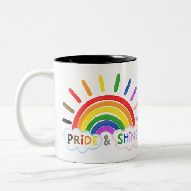 Tasse 2 Couleurs Fierté et brillance LGBTQ+ Rainbow Sunrise Happy (Gauche)