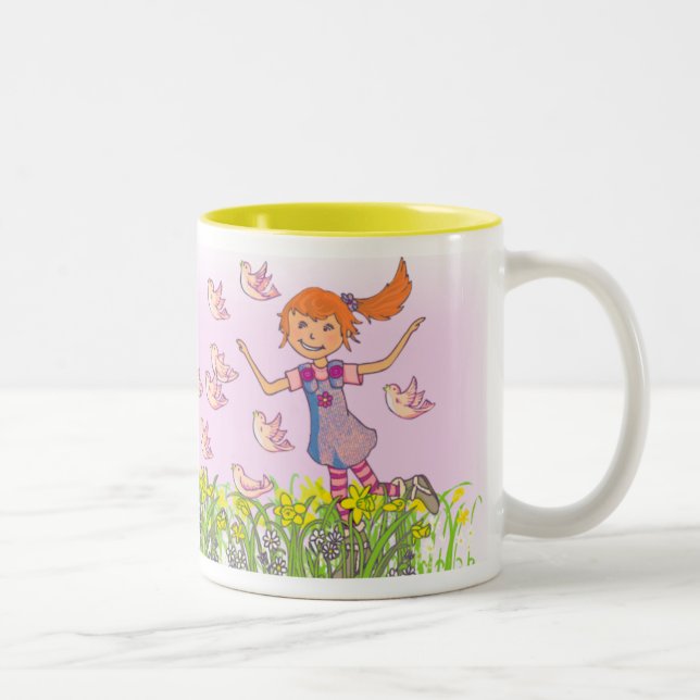 Tasse 2 Couleurs Fille ajouter votre nom cheveux rouges printemps (Droit)