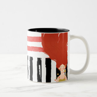 Tasse 2 Couleurs Fille aux cheveux roux Boho - Art floral moderne
