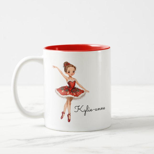 Tasse 2 Couleurs Fille Ballerina de Noël (Gauche)