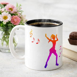 Tasse 2 Couleurs Fille dansant avec des notes de musique – Cool K-P