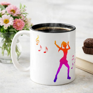 Tasse 2 Couleurs Fille danser avec musique Notes - Cool K-Pop
